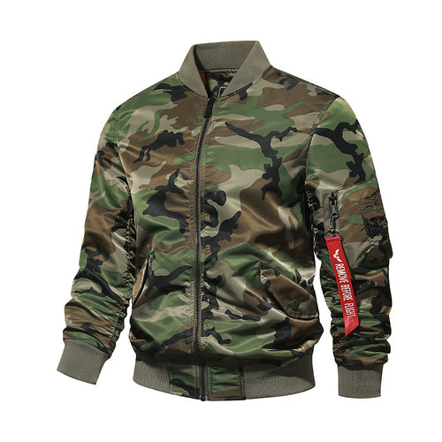 Herren Aviator-Bomberjacke im Military-Utility-Look mit Ärmeltasche und auffälligem Flugbändchen Echoarchiv