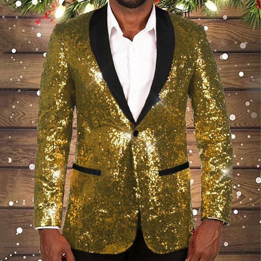 Herren glitzernder Pailletten Blazer mit schwarzem Revers Echoarchiv
