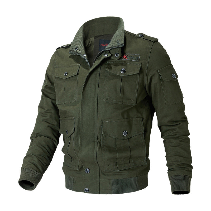 Herren nan militärische Fieldjacke mit Mehrfach-Taschen, Schulterklappen und Rippbündchen Echo Archiv