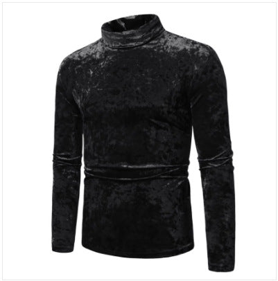 Herren eleganter Rollkragenpullover aus luxuriösem Samtstoff Echoarchiv