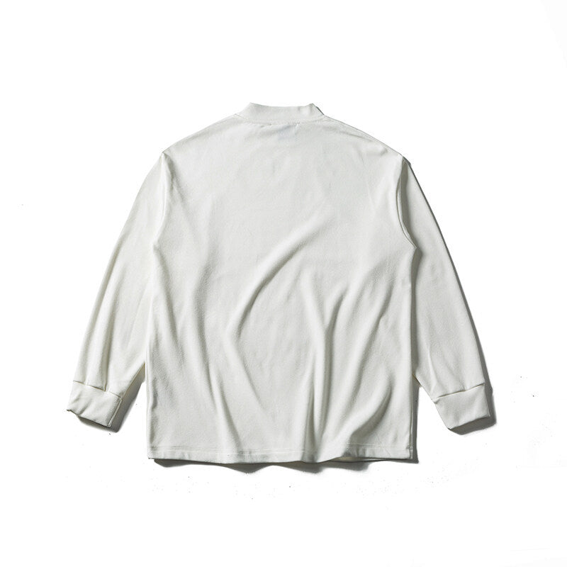 Unisex Oversize-Langarmshirt mit Mockneck aus Baumwollmischung Echoarchiv