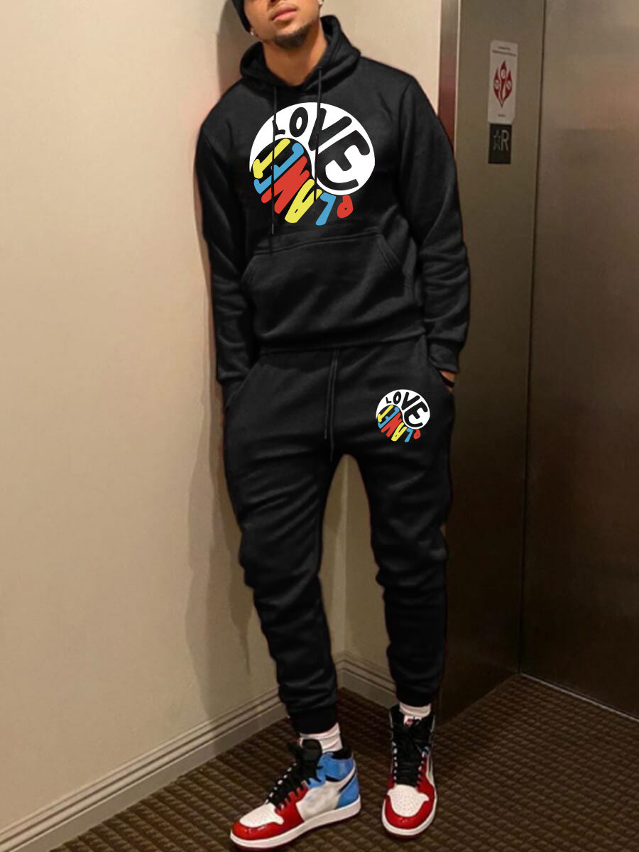 Herren Hoodie und Jogginghose Set mit kreativem Print Echoarchiv