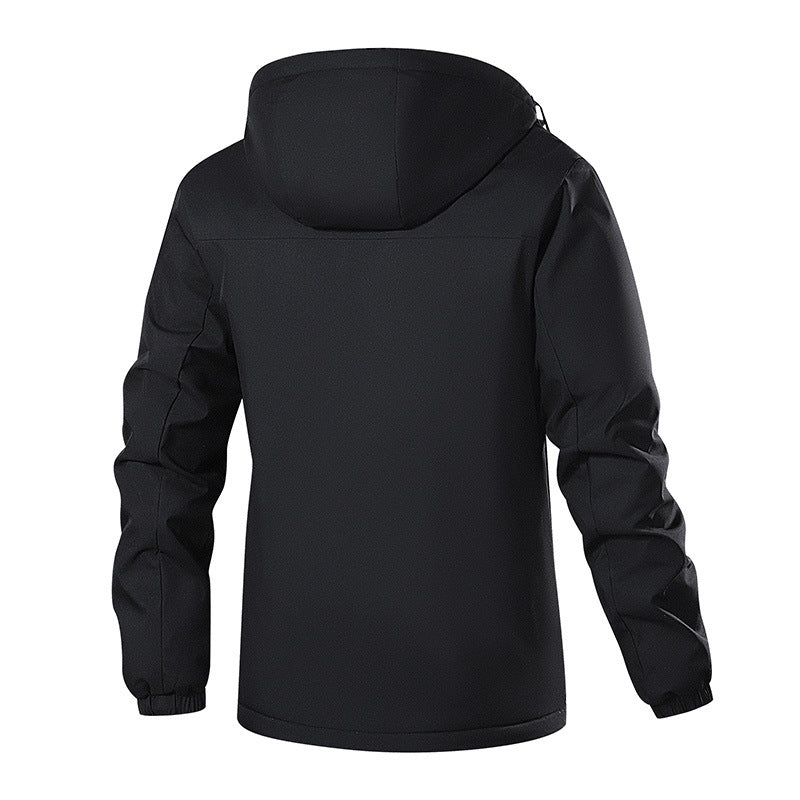 Herren Atmungsaktive Softshell-Regenjacke mit Kapuze, reflektierenden Details und verdecktem Reißverschluss Echoarchiv