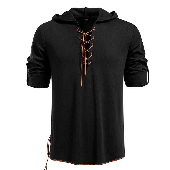 Herren lässiges Hoodie mit dekorativer Schnürung Echoarchiv