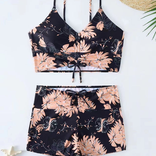 Damen Bikini mit floralem Rüschendesign und verstellbaren Trägern Echo Archiv