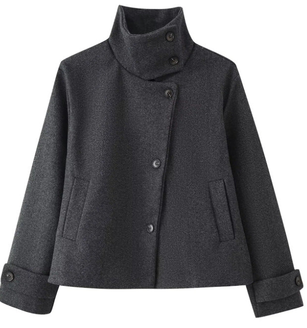 Damen Kurzjacke im Boxy‑Cut mit hohem Stehkragen und Hornknöpfen Echo Archiv