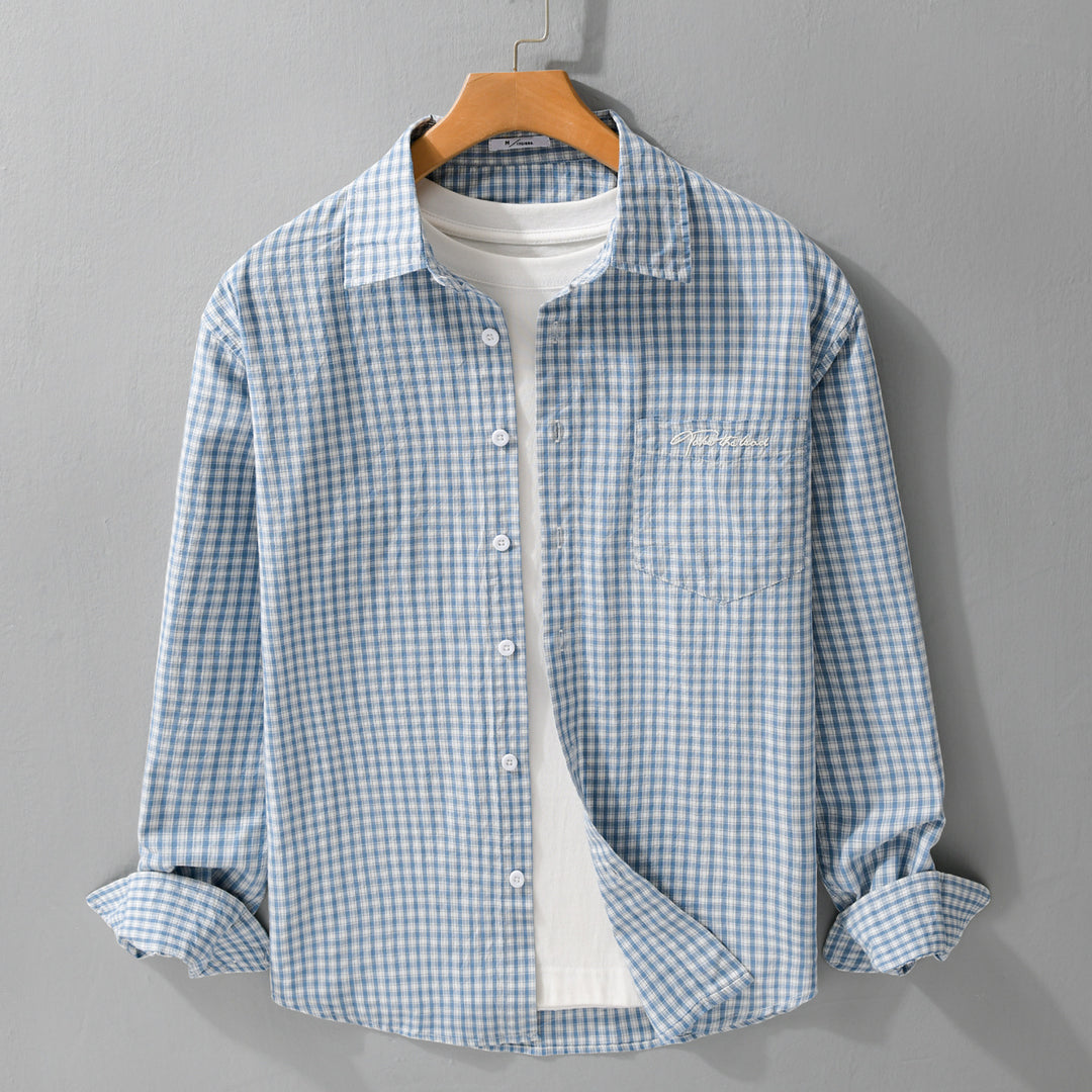 Herren Overshirt-Hemd im feinen Vichy-Karo aus weichem Baumwoll-Twill mit aufgesetzter Brusttasche Echoarchiv