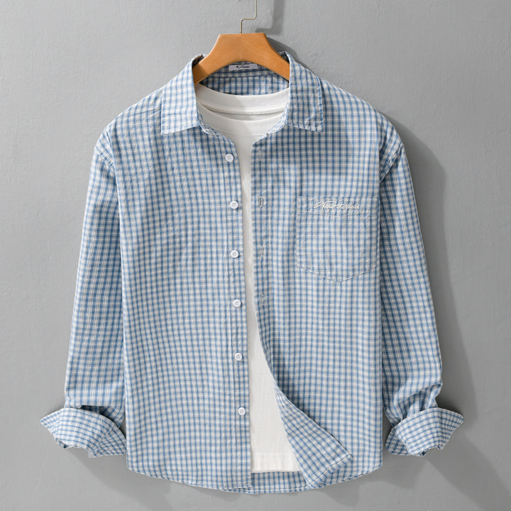 Herren Overshirt-Hemd im feinen Vichy-Karo aus weichem Baumwoll-Twill mit aufgesetzter Brusttasche Echoarchiv