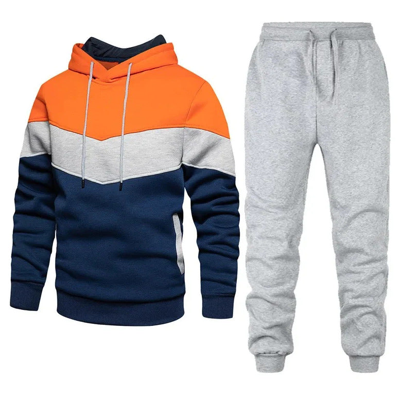 Herren Sportliche Kapuzenjacke mit Farbblock-Design und bequemen Jogger-Hosen Echoarchiv