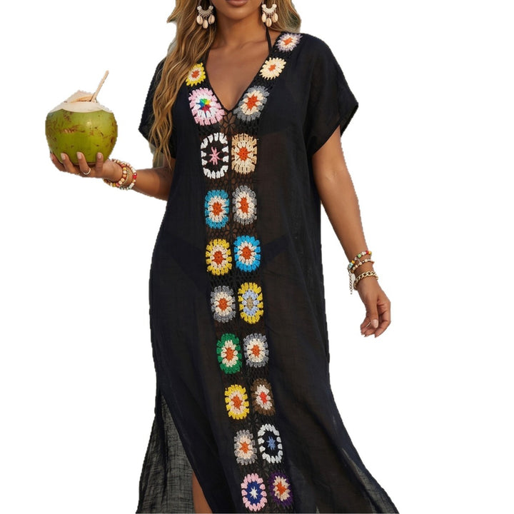 Damen Häkel-Strandkimono mit floralem Patchwork-Design Echo Archiv