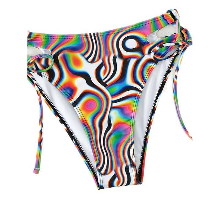 Damen Bikini-Set mit kreativem Grafikdesign und transparentem Oberteil Echo Archiv