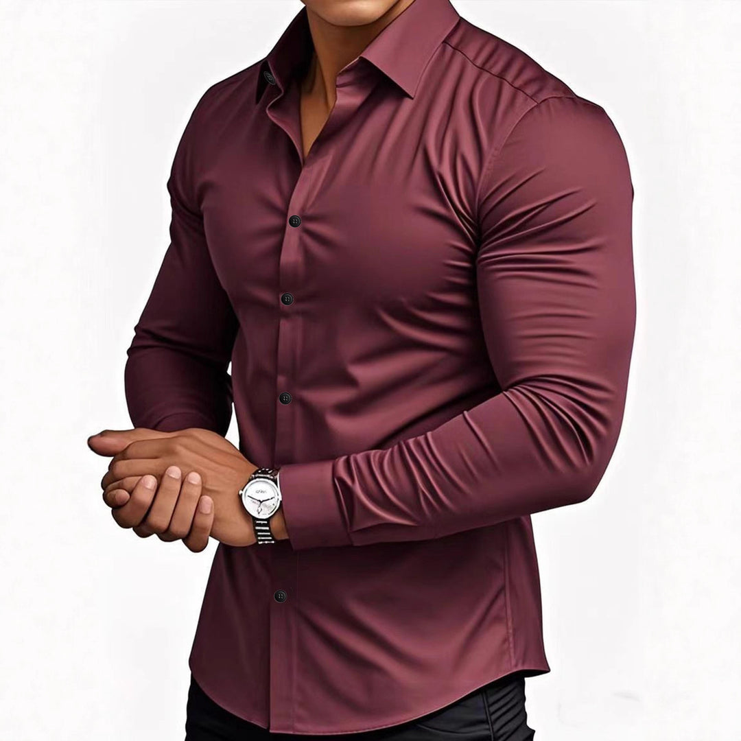 Herren Langarmhemd mit figurbetontem Schnitt und elegantem Kragen Echoarchiv