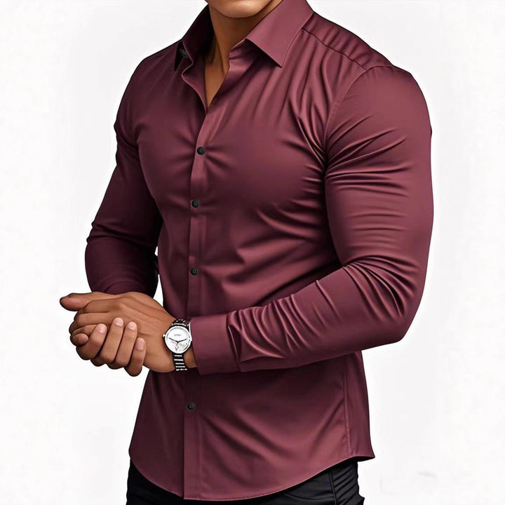 Herren Langarmhemd mit figurbetontem Schnitt und elegantem Kragen Echoarchiv