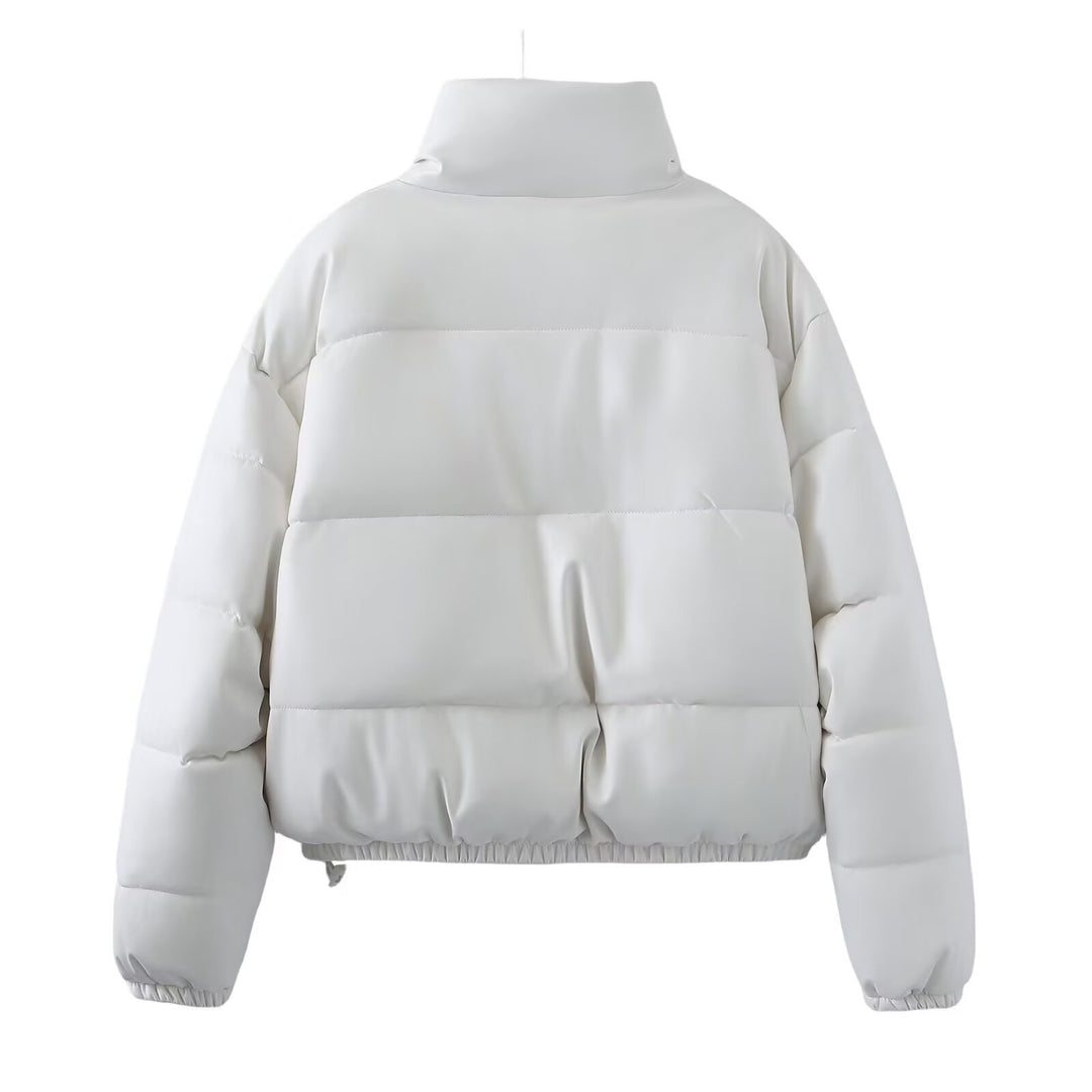 Damen Kurz geschnittene Steppjacke mit hohem Stehkragen, Druckknopfverschluss und elastischem Saum Echo Archiv