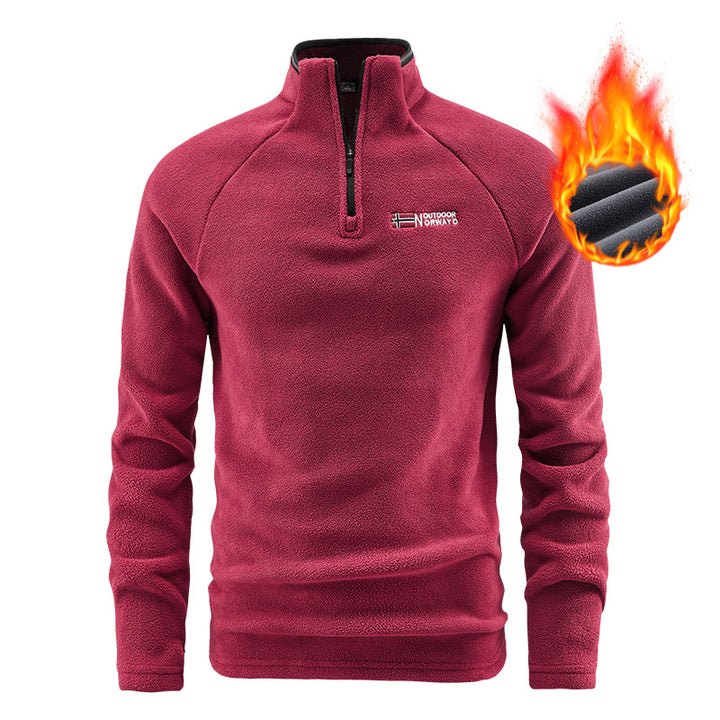 Herren wärmender Mikrofleece-Pullover mit halbem Reißverschluss, ergonomischen Raglanärmeln und gemütlicher Innenstruktur – Marzano