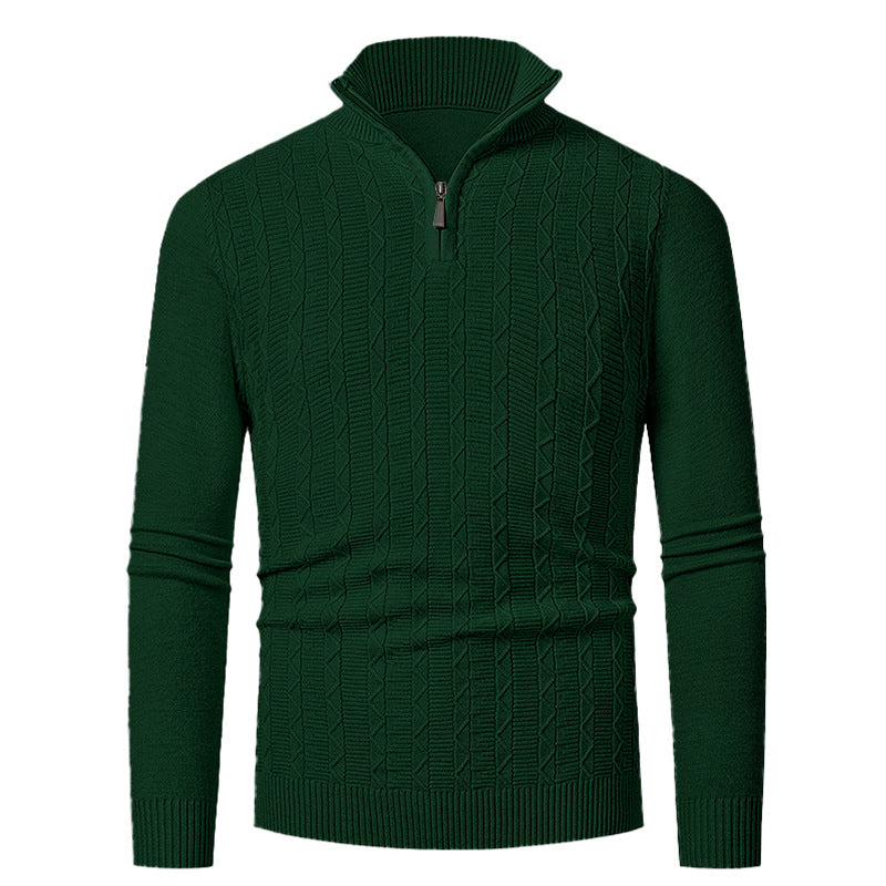 Herren modischer Strickpullover mit hochschließendem Reißverschluss und strukturiertem Design Echoarchiv
