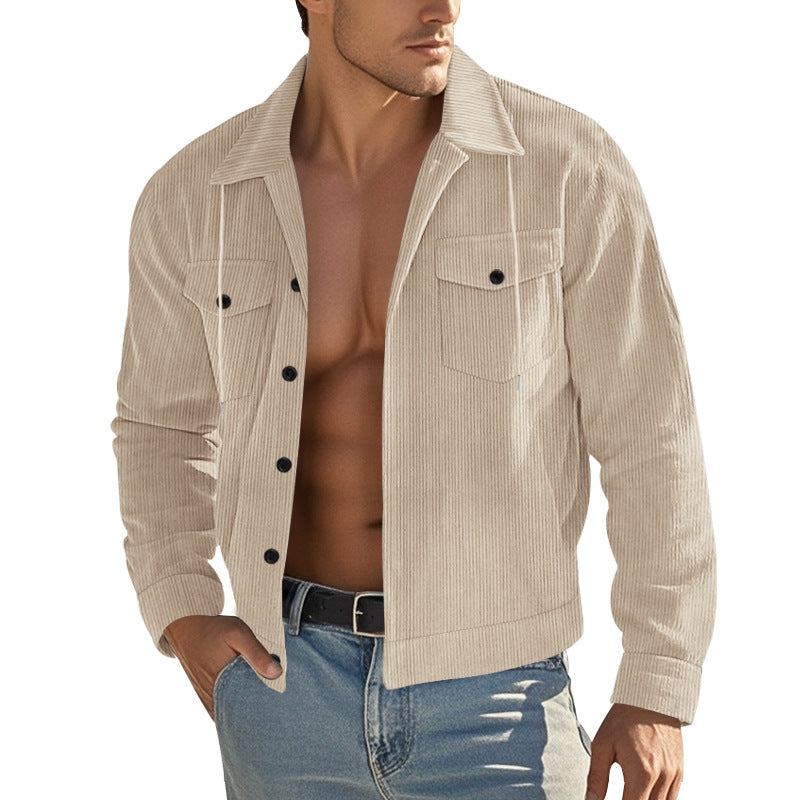 Herren nan Cord-Überhemdjacke mit Kentkragen, Druckknopfverschluss und aufgesetzten Brusttaschen Echo Archiv