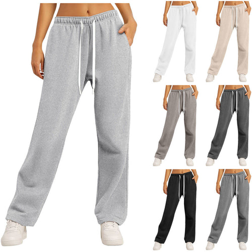 Damen nan lässige Loungehose mit geradem Bein extra langem Tunnelzug und tiefem Schritt Echo Archiv