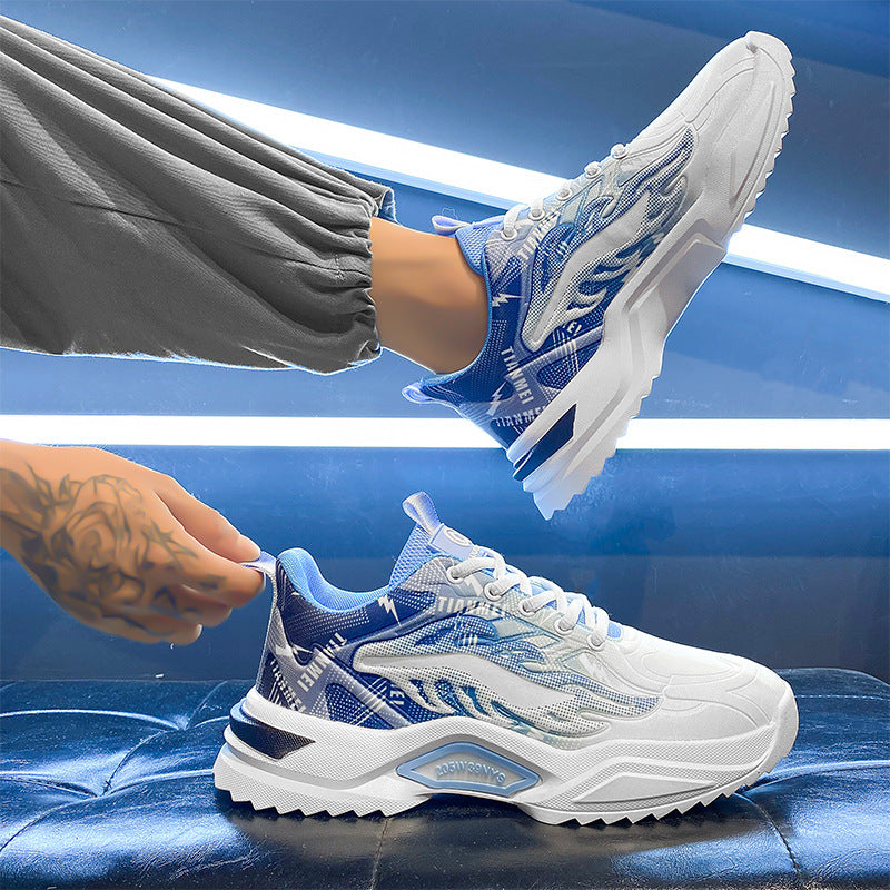 Unisex leichte Fashion-Plateau-Sneaker mit atmungsaktivem Mesh, dynamischem Wellenprint und gepolstertem Einstieg – Norré