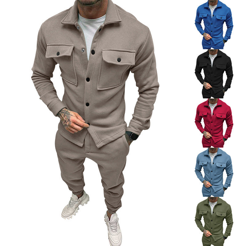 Herren sportliches Freizeit-Set mit modernem Kragen und praktischen Taschen Echoarchiv