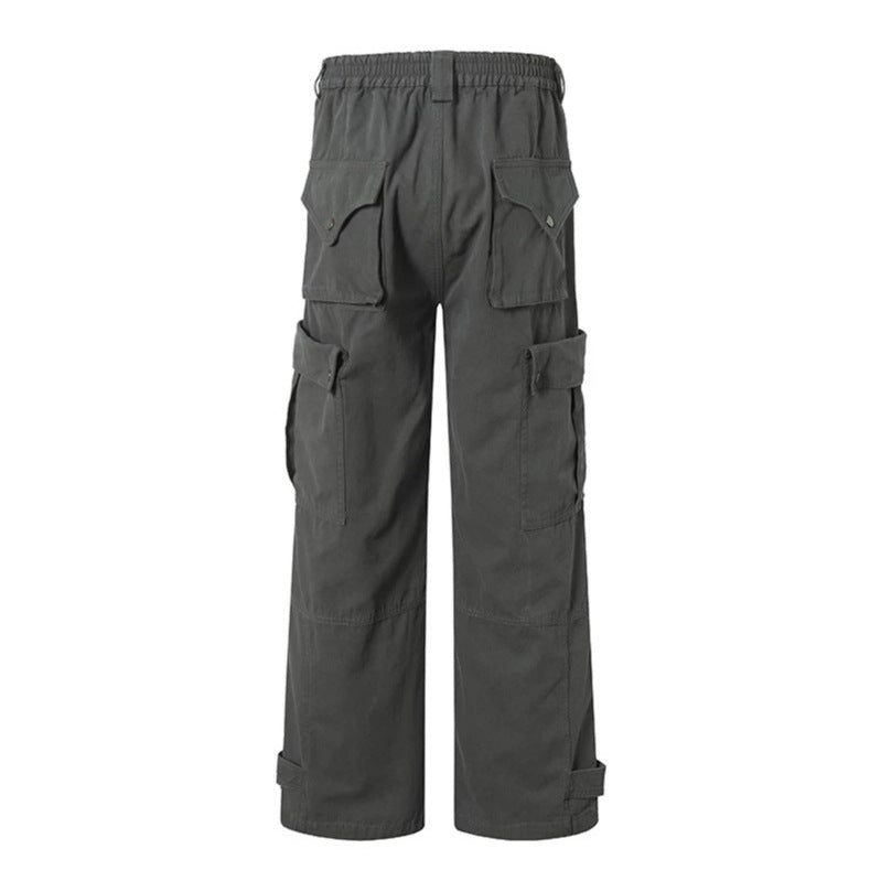 Damen weite Cargo-Culottehose mit hohem Bund, elastischem Taillenpass und Multi-Taschen Echoarchiv
