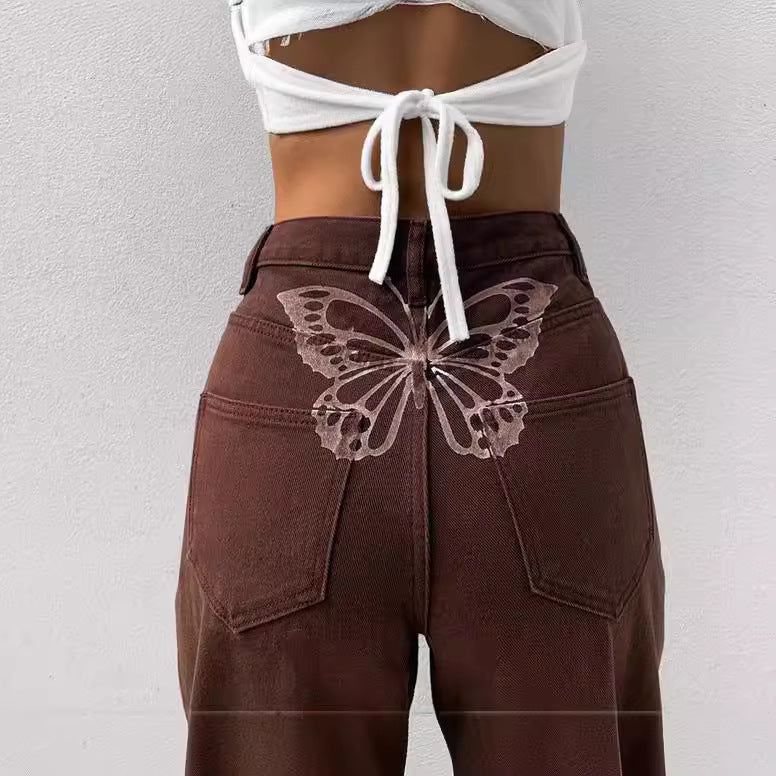 Damen nan hochgeschnittene Denim-Jeans mit geradem Bein, extra Länge und relaxed-fit Silhouette Echo Archiv