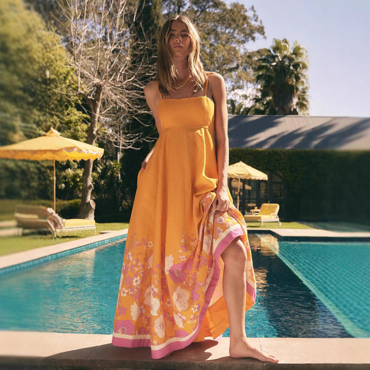 Damen Maxikleid mit floralem Design und eleganten Spaghettiträgern Echo Archiv