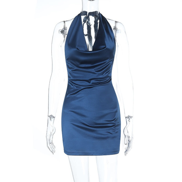 Damen figurbetontes Satin-Minikleid mit sexy Halterdesign Echo Archiv