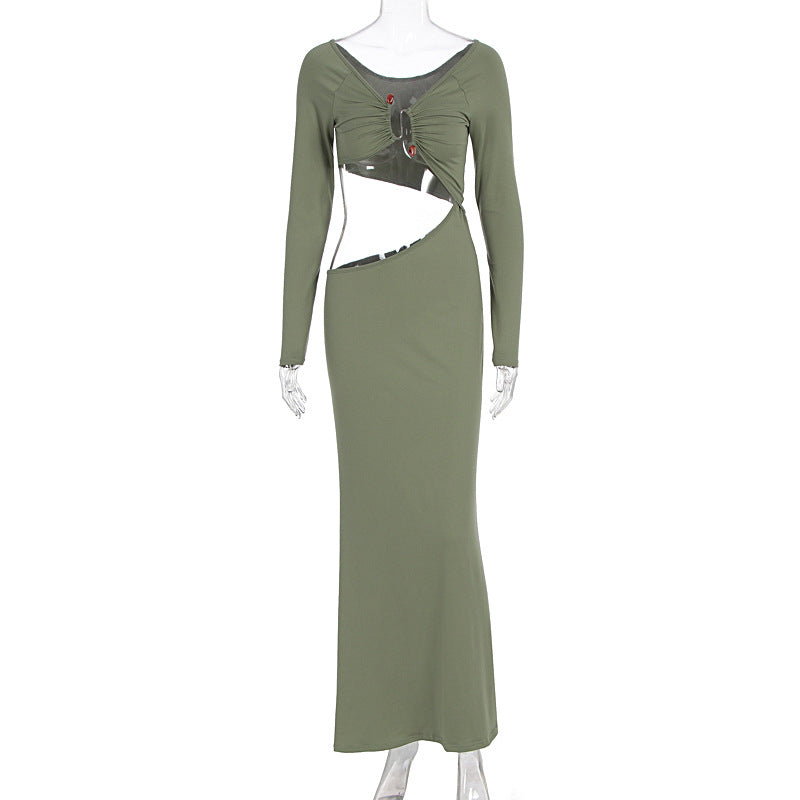 Damen atemberaubendes Wickelmaxikleid mit figurbetontem Schnitt und strategischen Cut-Outs Echo Archiv