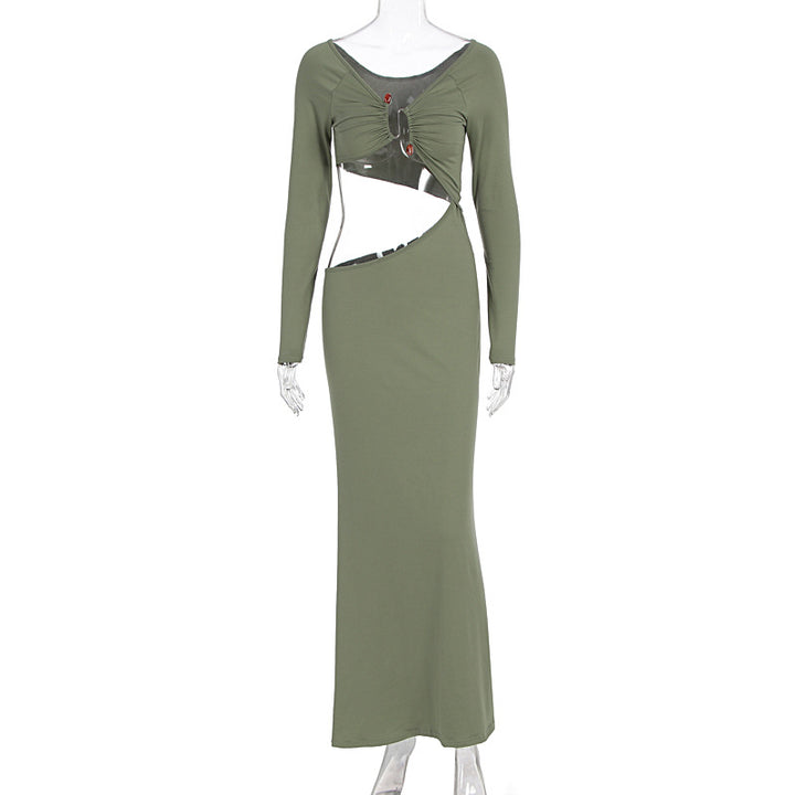 Damen atemberaubendes Wickelmaxikleid mit figurbetontem Schnitt und strategischen Cut-Outs Echo Archiv