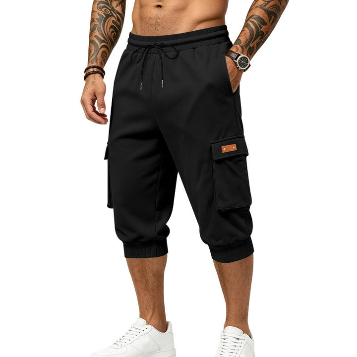 Herren Dreiviertel-Sweat-Cargo mit elastischem Bund, Kordelzug und Mehrfachtaschen Echoarchiv