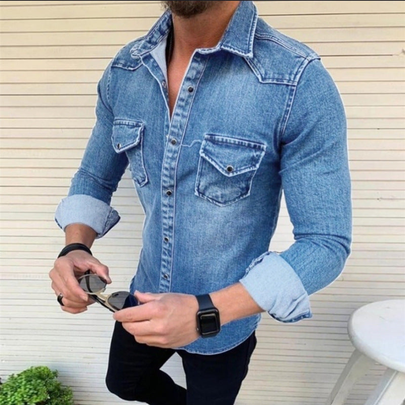 Herren Denim Hemd mit modernem Schnitt und praktischen Brusttaschen Echoarchiv