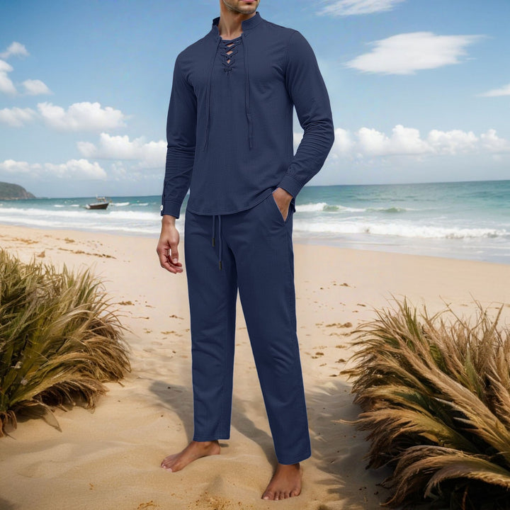 Herren Elegantes Freizeit-Set mit atmungsaktivem Oberteil und bequemen Hosen Echoarchiv