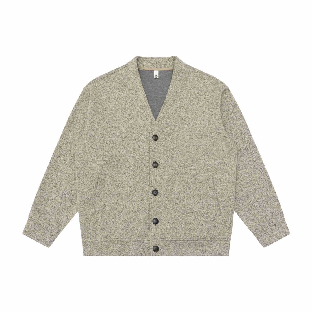 Unisex V-Ausschnitt Cardigan mit Strukturstrick und aufgesetzten Taschen Echoarchiv