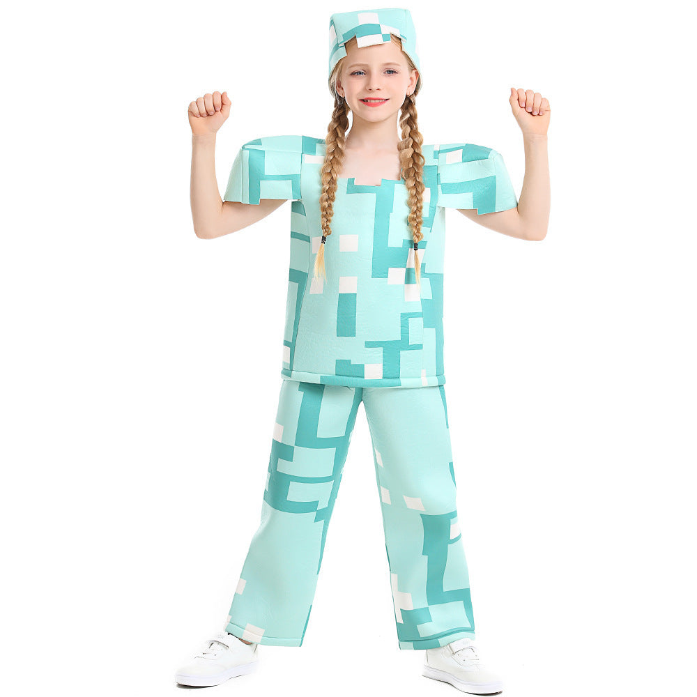 Mädchen Minecraft Kostüm mit geometrischem Muster und lässiger Passform Echo Archiv
