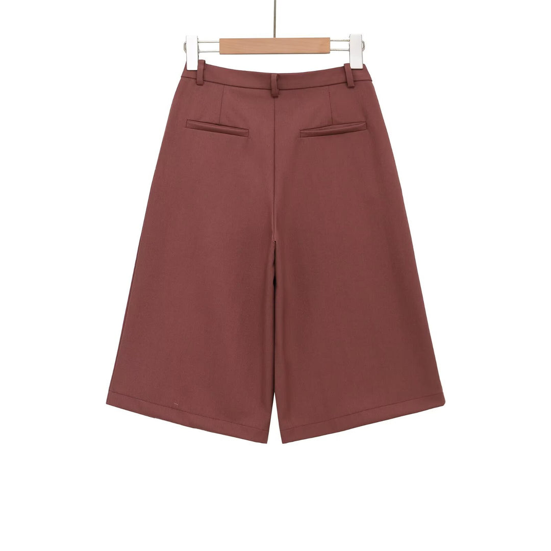 Damen weite Hochbund-Shorts mit eleganter Faltenlegung Echo Archiv