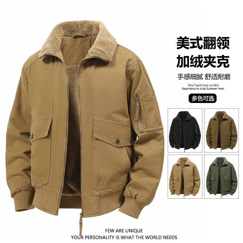 Herren Wärmende Bomberjacke mit Teddyfutter und Utility-Taschen Echoarchiv