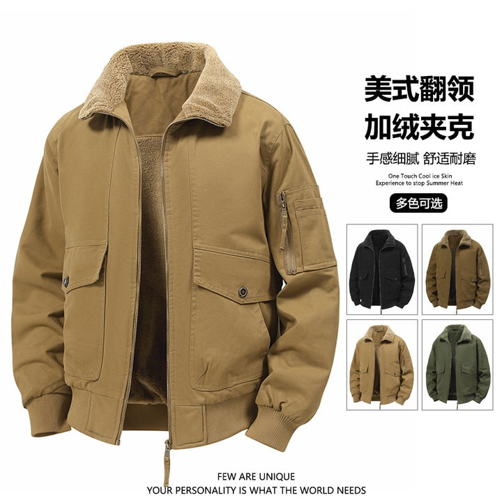Herren Wärmende Bomberjacke mit Teddyfutter und Utility-Taschen Echoarchiv