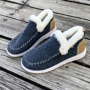 Damen Gefütterte Moccasin‑Sneaker in Wolloptik mit Teddyfutter und Ziernaht Echo Archiv