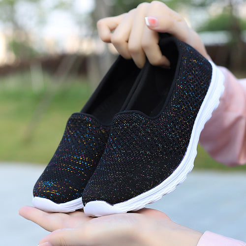 Damen nan leichter gestrickter Schlupfsneaker mit Glitzerfäden, elastischem Einstieg und flexibler Leichtsohle Echo Archiv