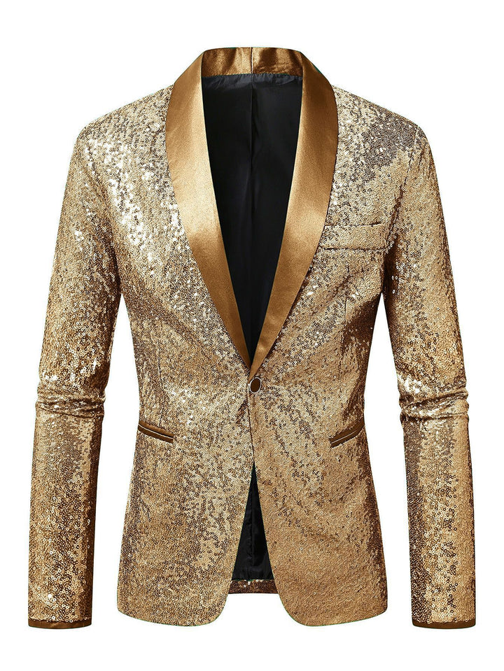 Herren Funkelnder Paillettenblazer mit modernem Schnitt Echoarchiv