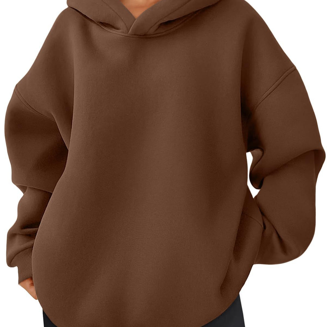 Damen nan kastiger Kapuzenpullover mit doppellagiger Kapuze, überschnittener Schulter und längerem Rückenteil Echo Archiv