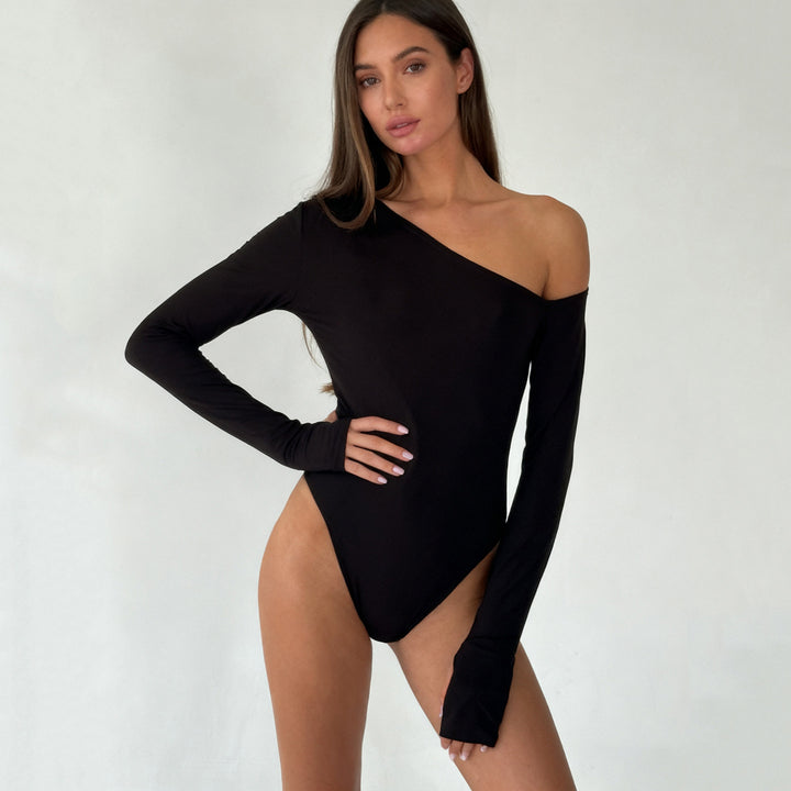 Damen eleganter Body mit langen Ärmeln und weitem Halsausschnitt Echo Archiv