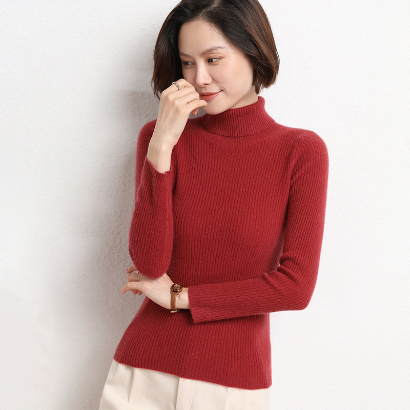 Damen Taillierter Feinstrick-Rollkragenpullover mit feiner Rippenstruktur und Kaschmir-Optik Echoarchiv