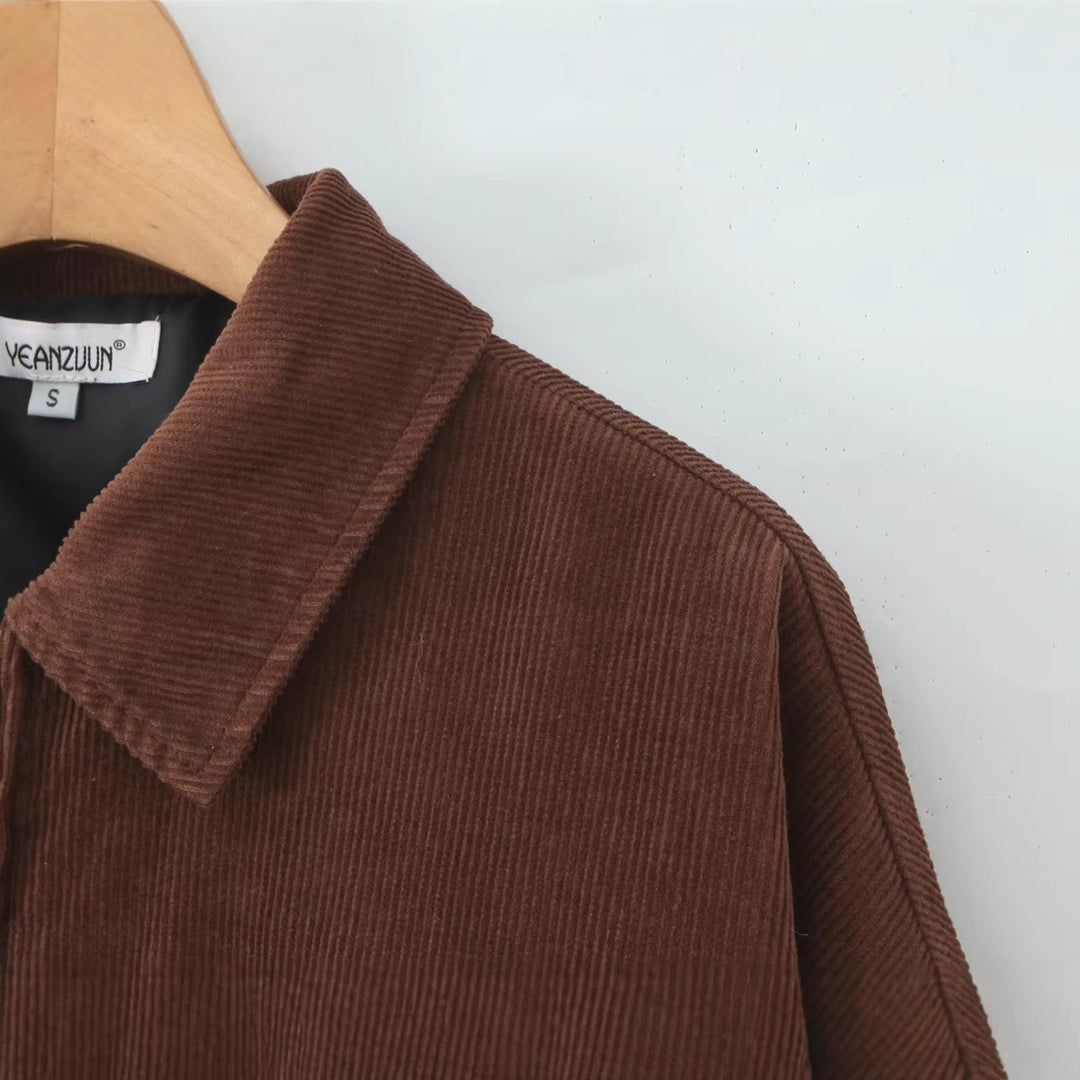 Damen Kurz geschnittene Cordblouson-Jacke mit Reißverschluss Echoarchiv