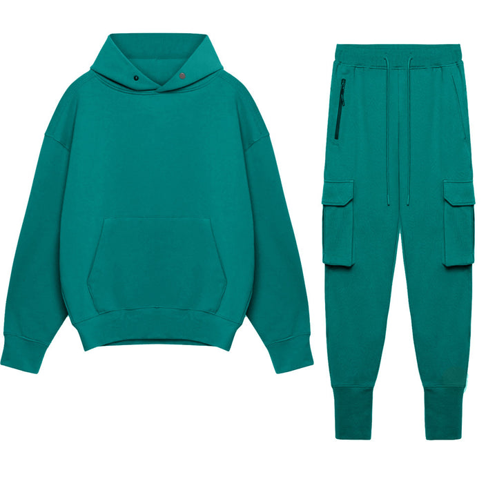 Herren Lässiger Hoodie mit Kängurutasche und praktischen Cargo-Hosen Echoarchiv
