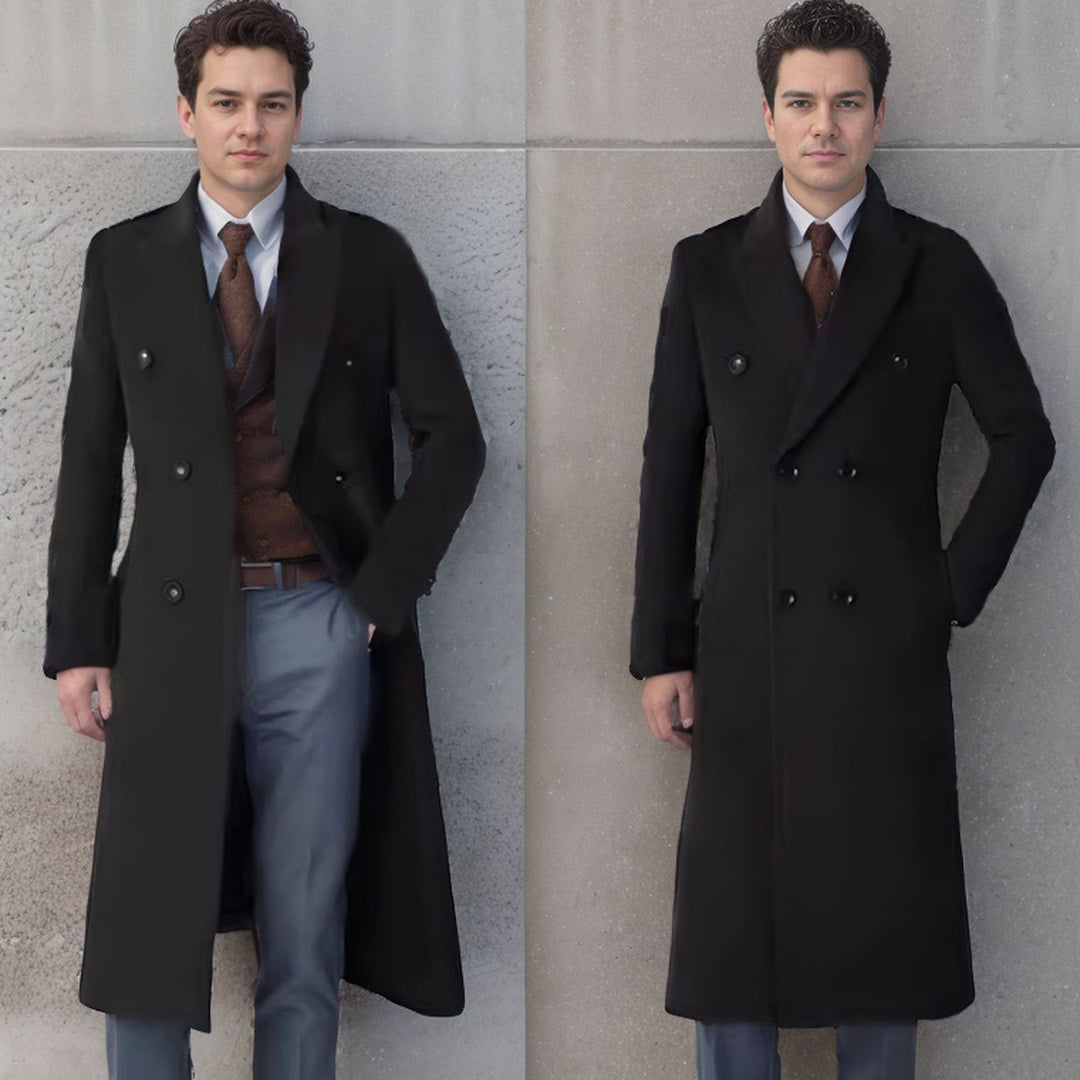 Herren eleganter Doppelt-Front-Mantel aus hochwertigem Material Echoarchiv
