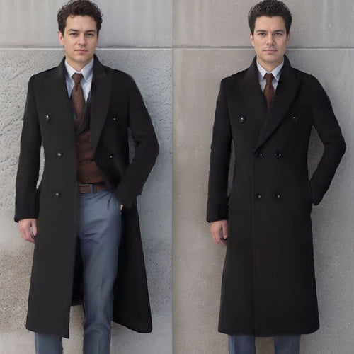 Herren eleganter Doppelt-Front-Mantel aus hochwertigem Material Echoarchiv