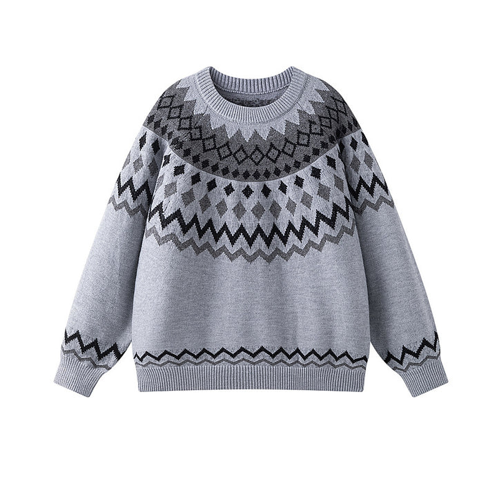 Damen Grobstrickpullover mit geometrischem Muster Echoarchiv