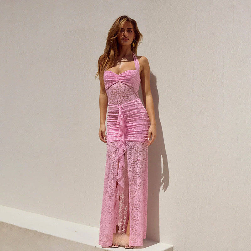 Damen Spitzen-Maxikleid mit raffiniertem Wickeldesign Echo Archiv